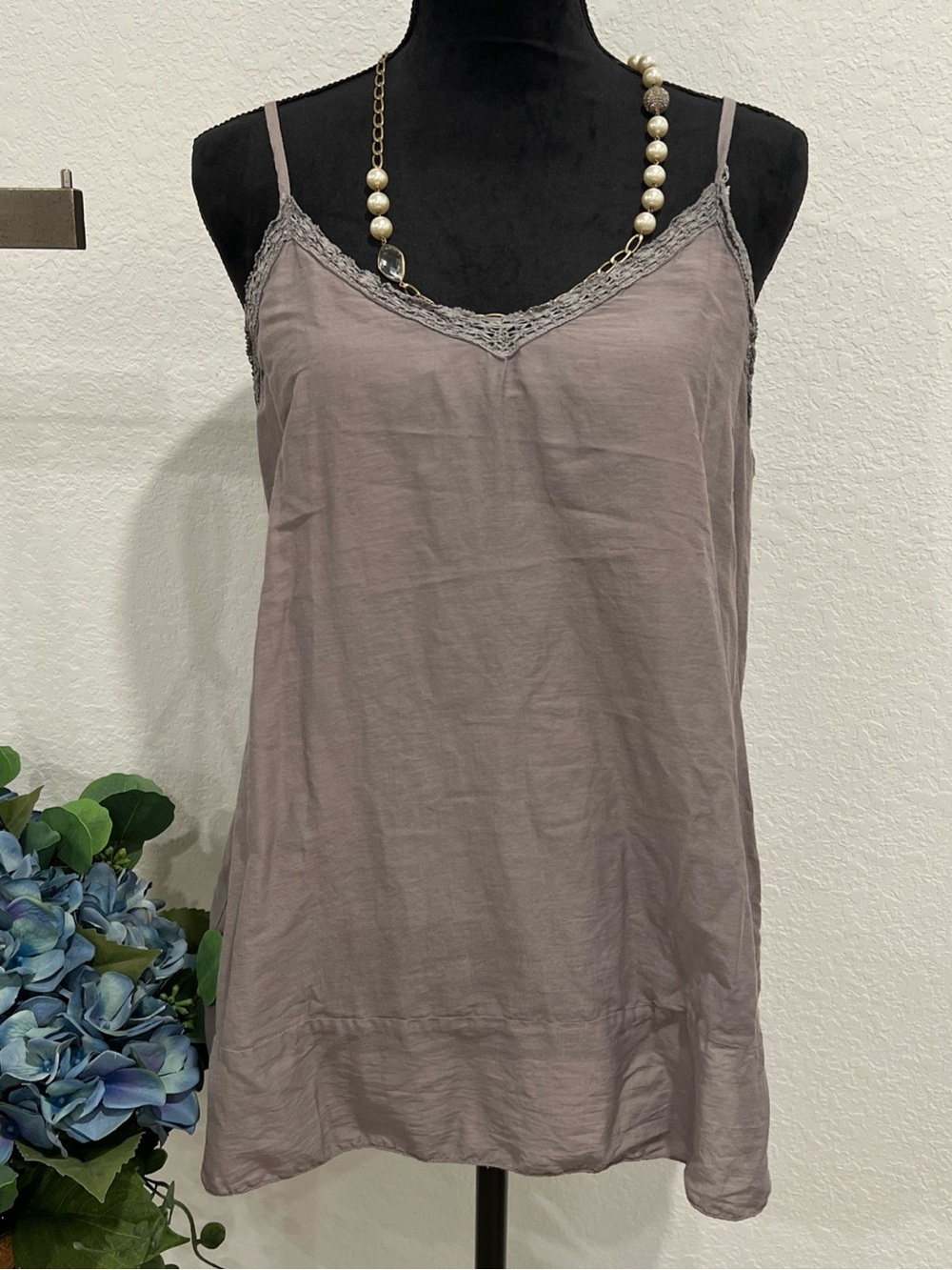 Magnolia Pearl Lace-Edge Camisole in Taupe Gray - Picture 11 of 11